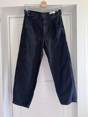Citizens of Humanity Kendall Cropped Wide Leg Jeans Vintage Black Size 25 COH
